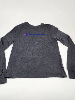 Champion Long Sleeve Logo Shirt Small Gray NWT